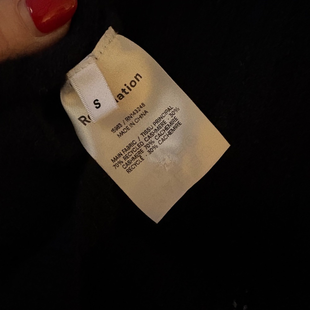 Reformation cropped short sleeve Black Ribbed cashmere Cardigan - Picture 4 of 4